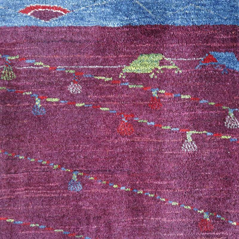 プレミアムギャッベ/ホシナマイ(ルリバフ) 84×59cm(HSS-71701)