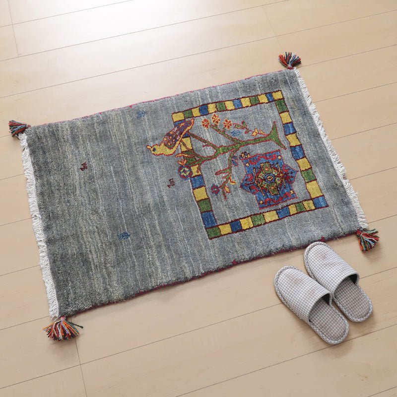 プレミアムギャッベ/ホシナマイ(ルリバフ) 94×62cm(HSS-71703)