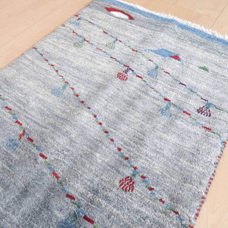 プレミアムギャッベ/ホシナマイ(ルリバフ) 85×54cm(HSS-71707)