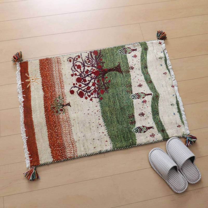 プレミアムギャッベ/ホシナマイ(ルリバフ) 88×64cm(HSS-71740)