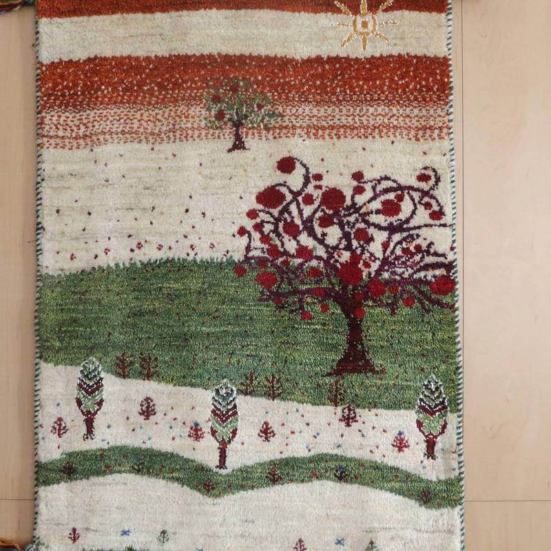 プレミアムギャッベ/ホシナマイ(ルリバフ) 88×64cm(HSS-71740)