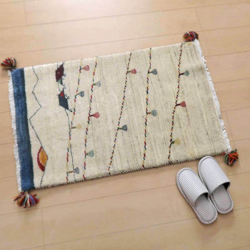 プレミアムギャッベ/ホシナマイ(ルリバフ) 94×59cm(HSS-71752)