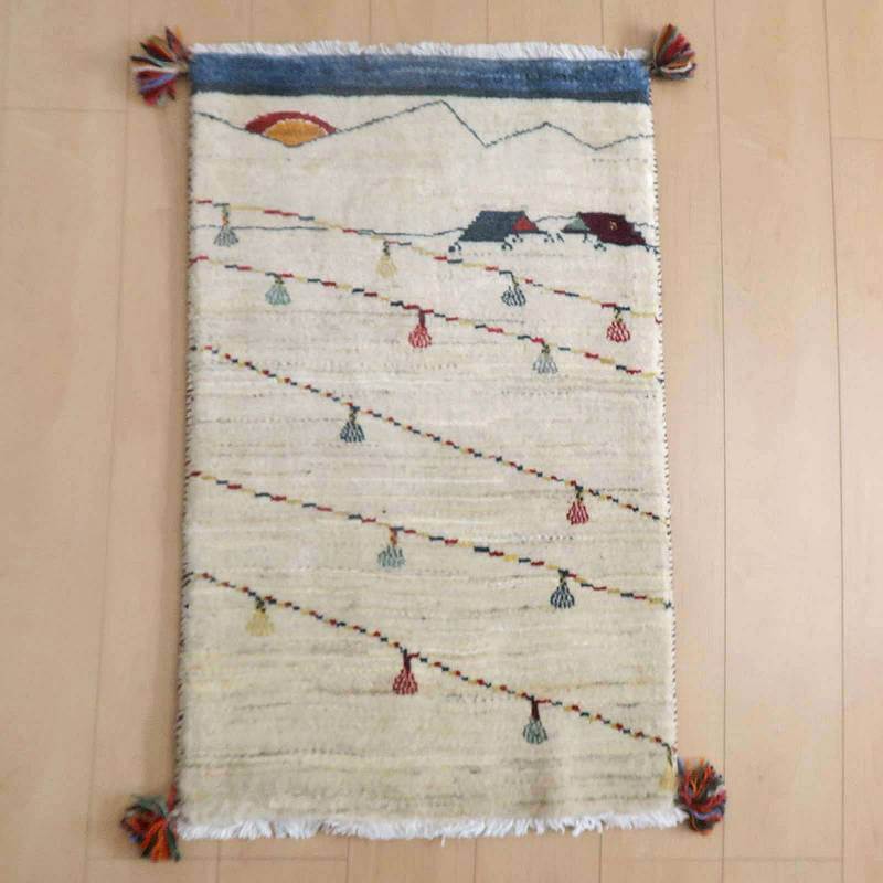 プレミアムギャッベ/ホシナマイ(ルリバフ) 94×59cm(HSS-71752)