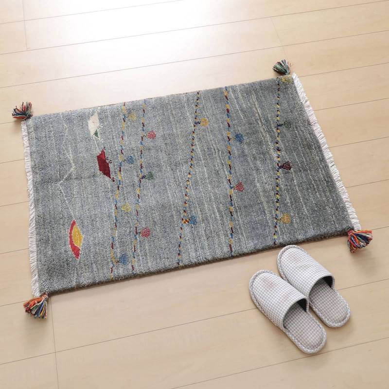 プレミアムギャッベ/ホシナマイ(ルリバフ) 92×61cm(HSS-71755)