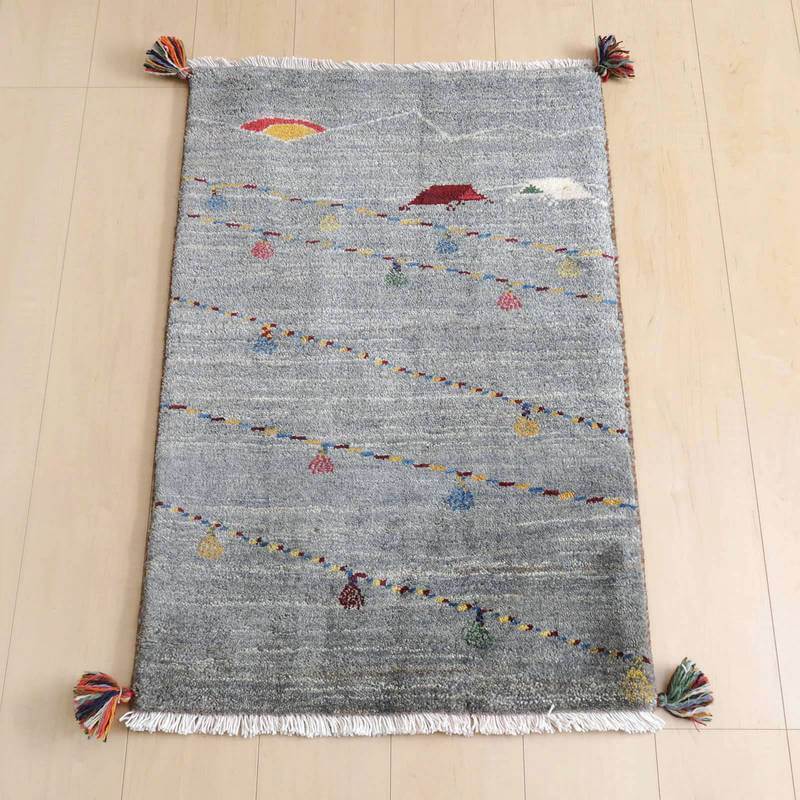 プレミアムギャッベ/ホシナマイ(ルリバフ) 92×61cm(HSS-71755)
