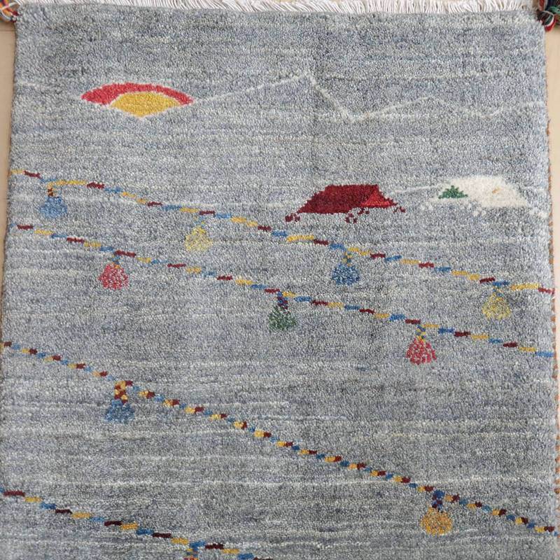 プレミアムギャッベ/ホシナマイ(ルリバフ) 92×61cm(HSS-71755)