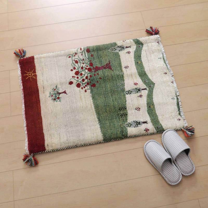 プレミアムギャッベ/ホシナマイ(ルリバフ) 90×63cm(HSS-71767)