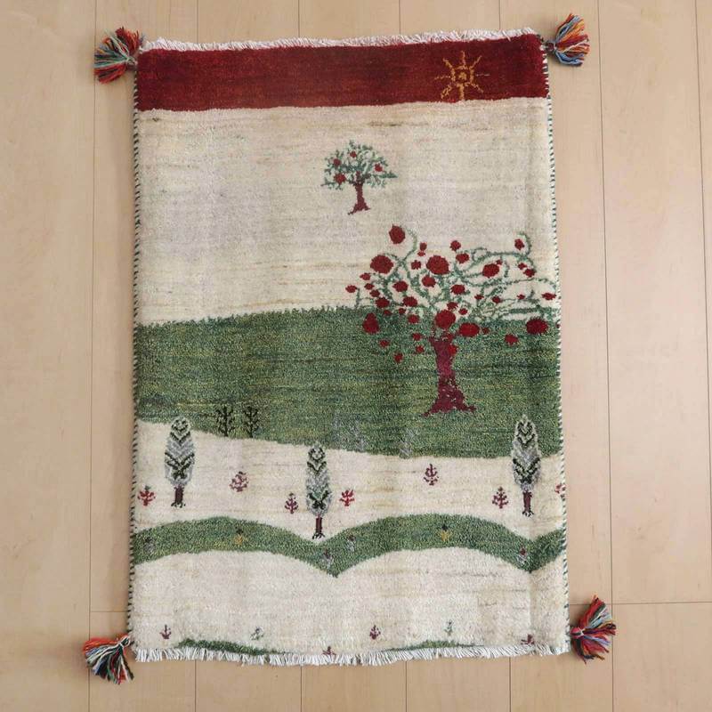 プレミアムギャッベ/ホシナマイ(ルリバフ) 90×63cm(HSS-71767)