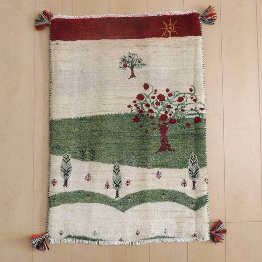 プレミアムギャッベ/ホシナマイ(ルリバフ) 90×63cm(HSS-71767)