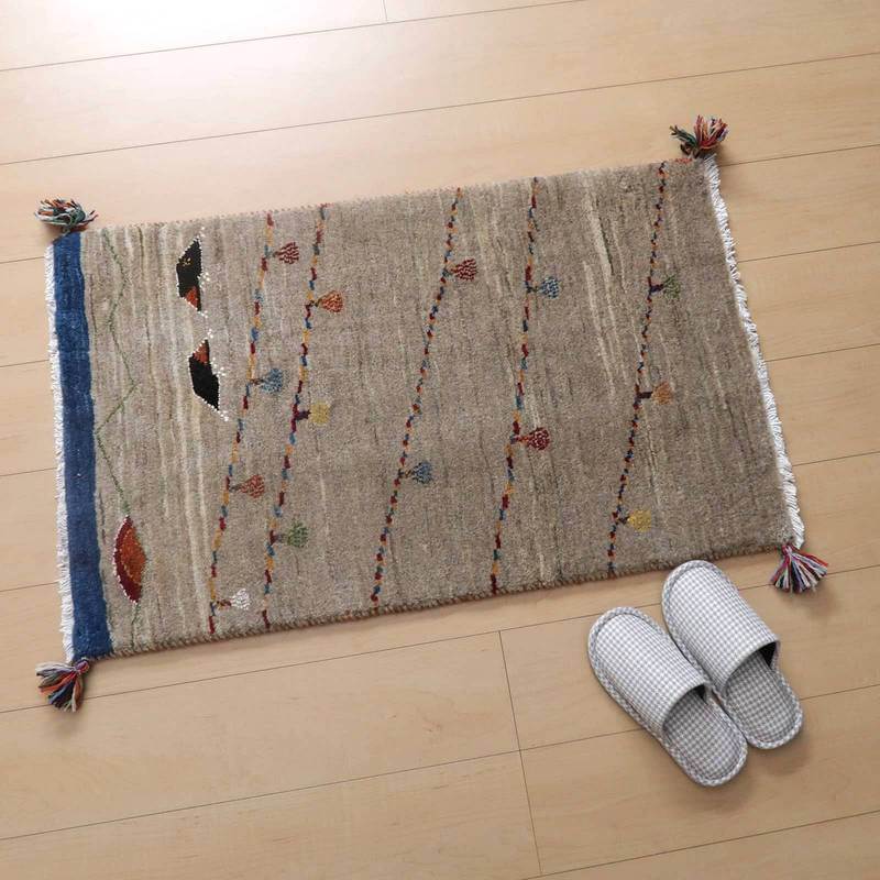 プレミアムギャッベ/ホシナマイ(ルリバフ) 95×58cm(HSS-71770)