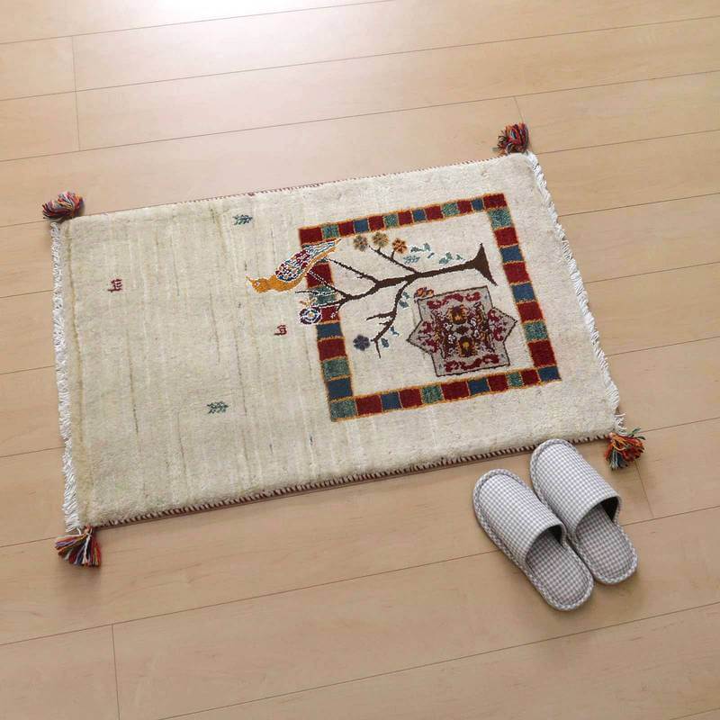 プレミアムギャッベ/ホシナマイ(ルリバフ) 94×60cm(HSS-71779)