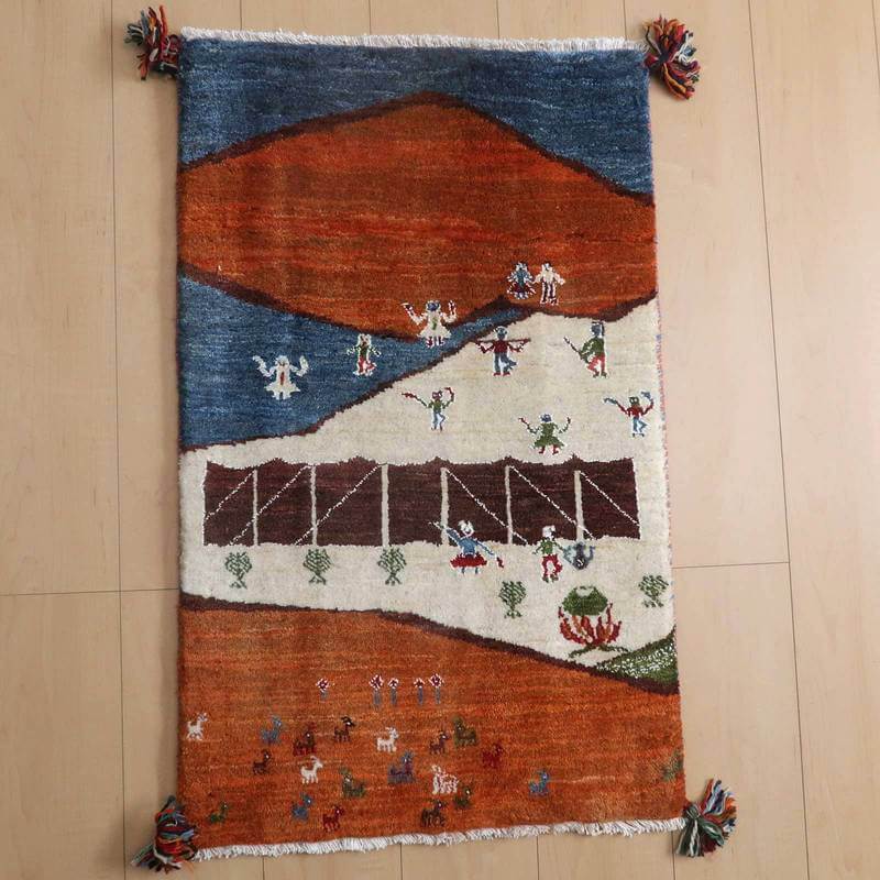 プレミアムギャッベ/ホシナマイ(ルリバフ) 91×56cm(HSS-71853)