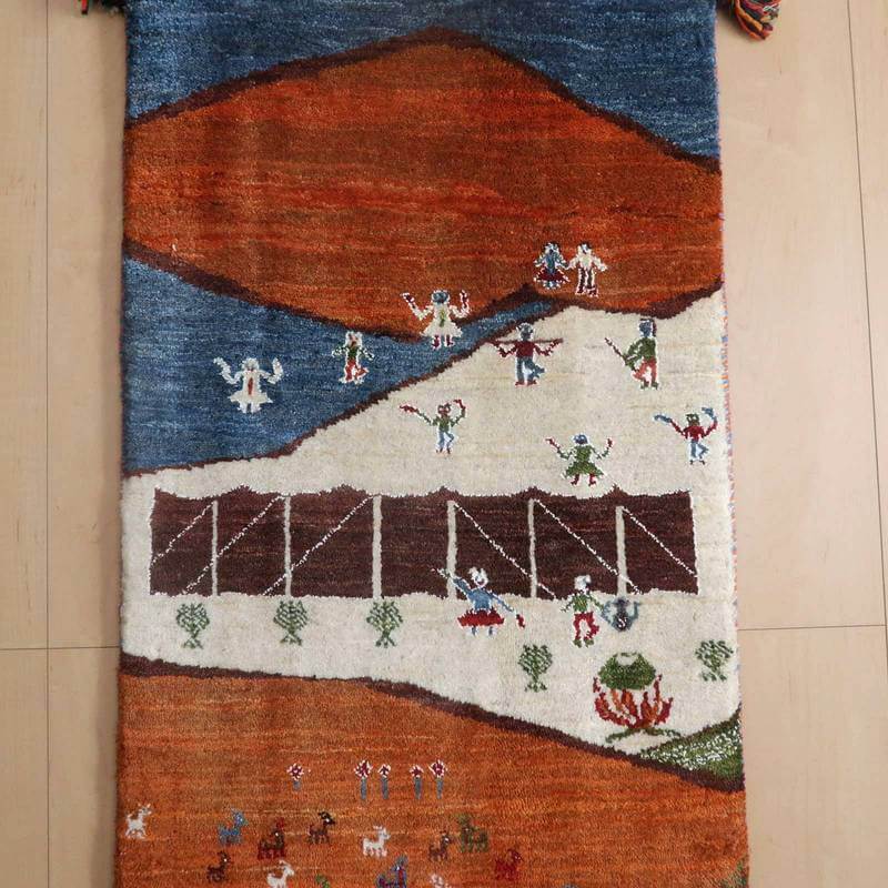プレミアムギャッベ/ホシナマイ(ルリバフ) 91×56cm(HSS-71853)