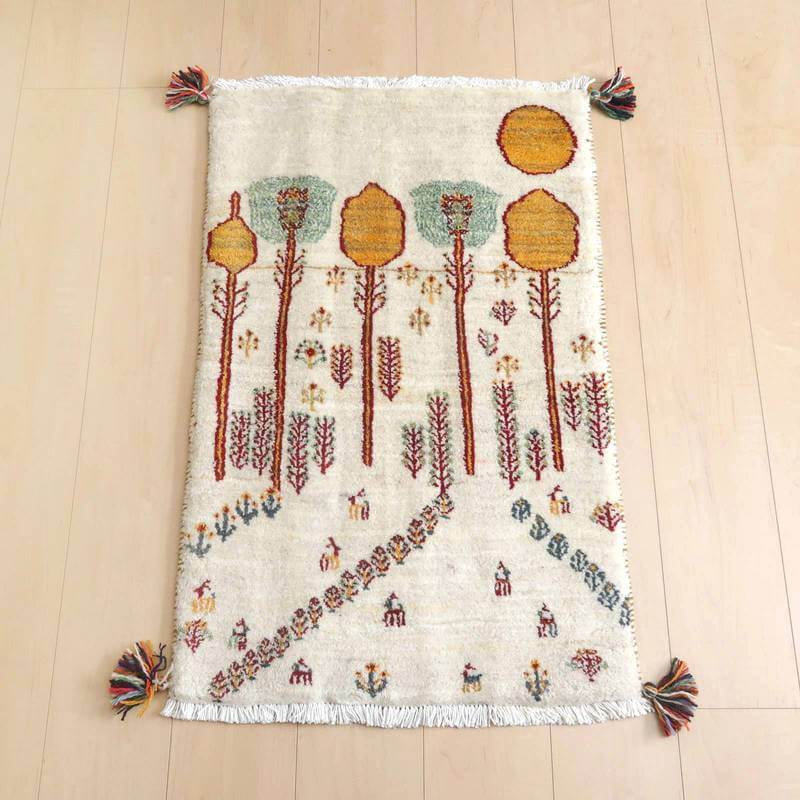 プレミアムギャッベ/ホシナマイ(ルリバフ) 90×57cm(HSS-71863)