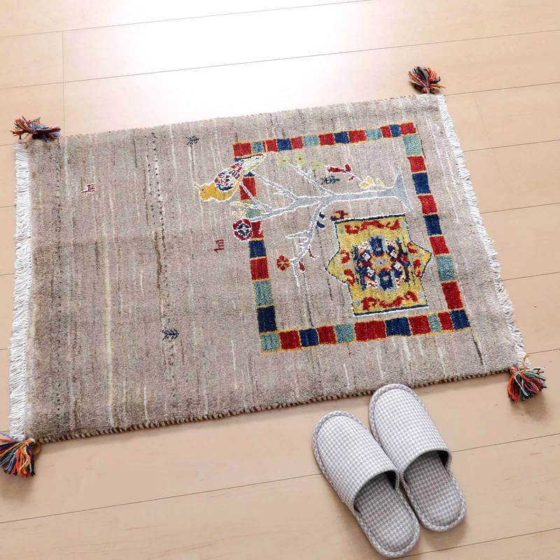 プレミアムギャッベ/ホシナマイ(ルリバフ) 90×64cm(HSS-71902)