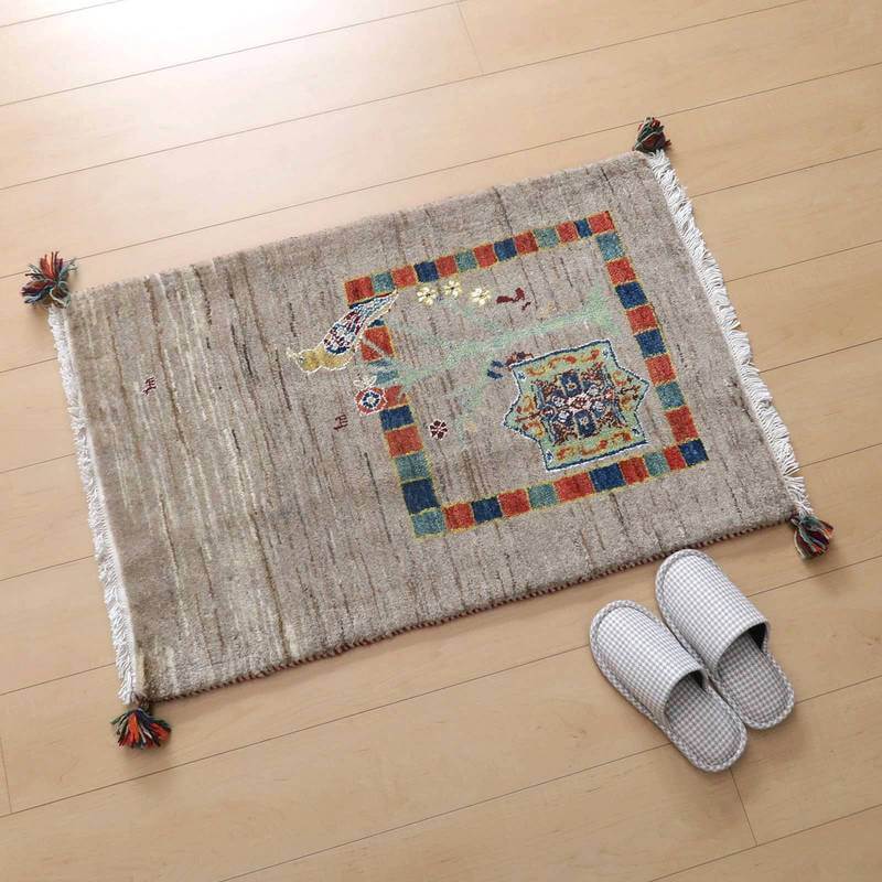 プレミアムギャッベ/ホシナマイ(ルリバフ) 94×62cm(HSS-71921)