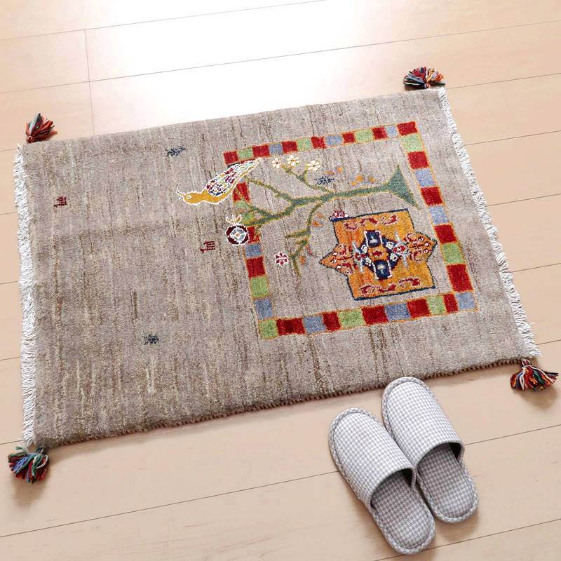 プレミアムギャッベ/ホシナマイ(ルリバフ) 90×63cm(HSS-71930)