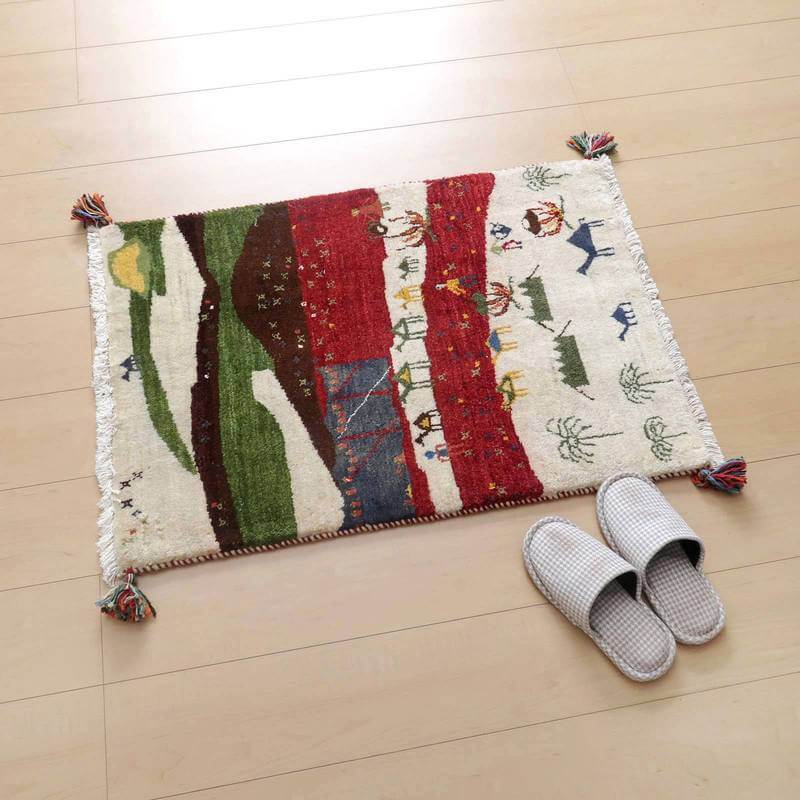 プレミアムギャッベ/ホシナマイ(ルリバフ) 87×62cm(HSS-72412)
