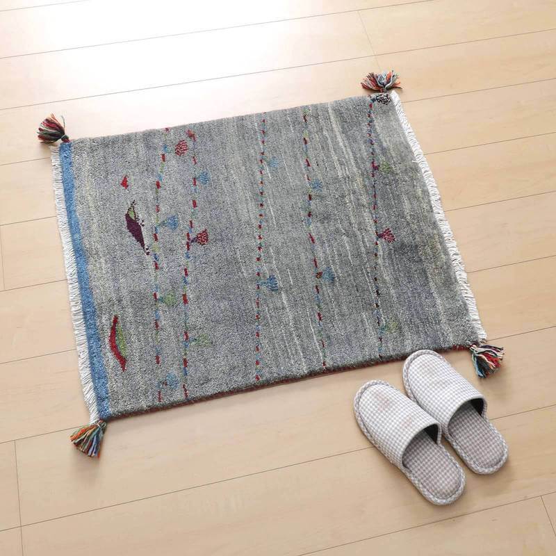 プレミアムギャッベ/ホシナマイ(ルリバフ) 75×64cm(HSS-72423)