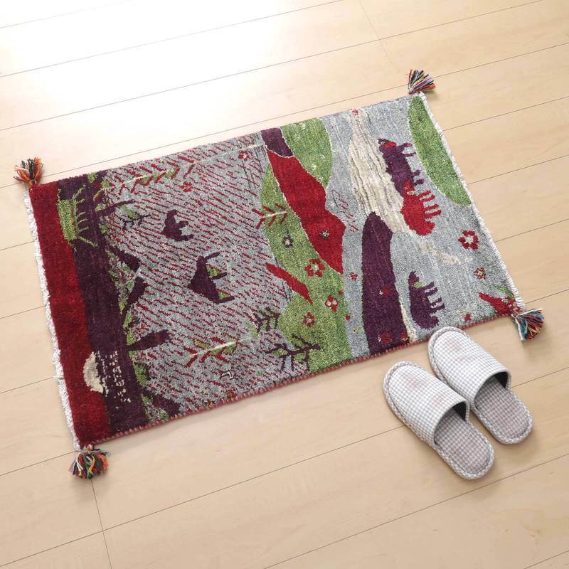 プレミアムギャッベ/ホシナマイ(ルリバフ) 92×58cm(HSS-72450)