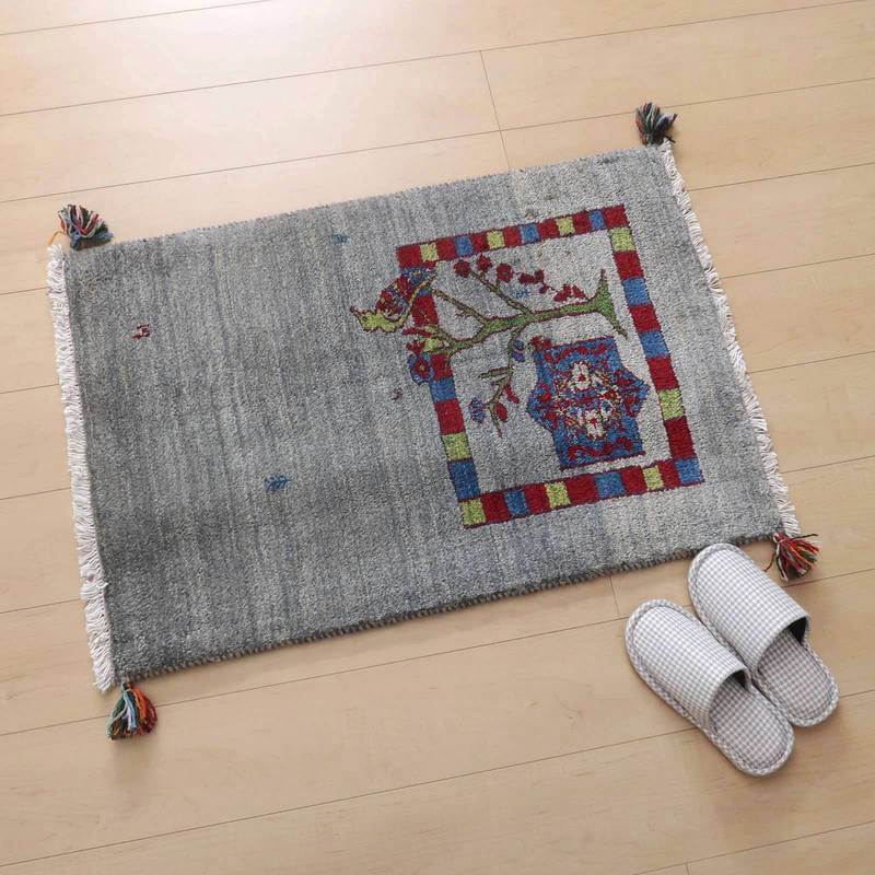 プレミアムギャッベ/ホシナマイ(ルリバフ) 91×62cm(HSS-72465)