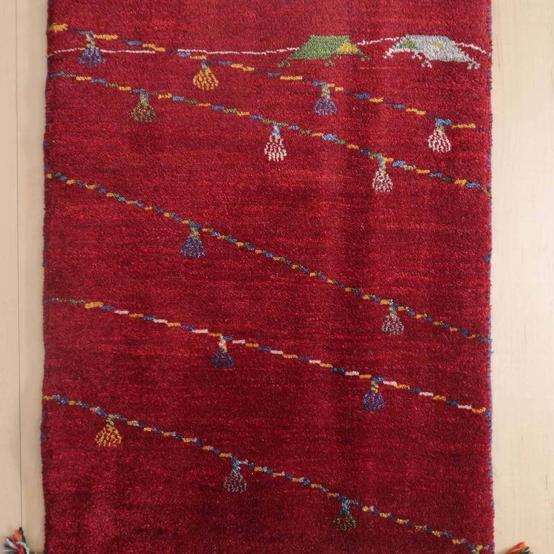 プレミアムギャッベ/ホシナマイ(ルリバフ) 91×62cm(HSS-72469)