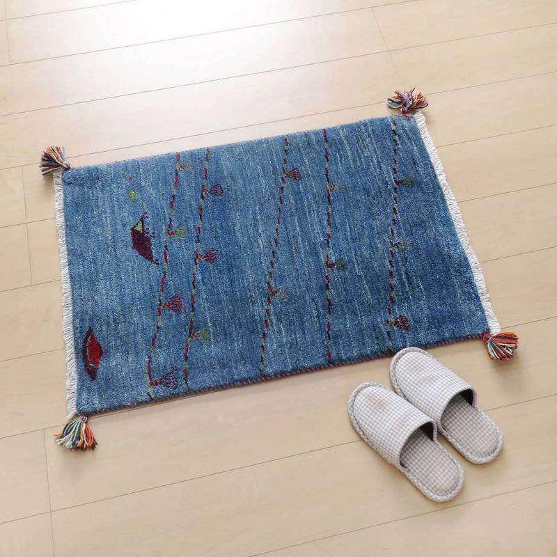 プレミアムギャッベ/ホシナマイ(ルリバフ) 82×57cm(HSS-72481)