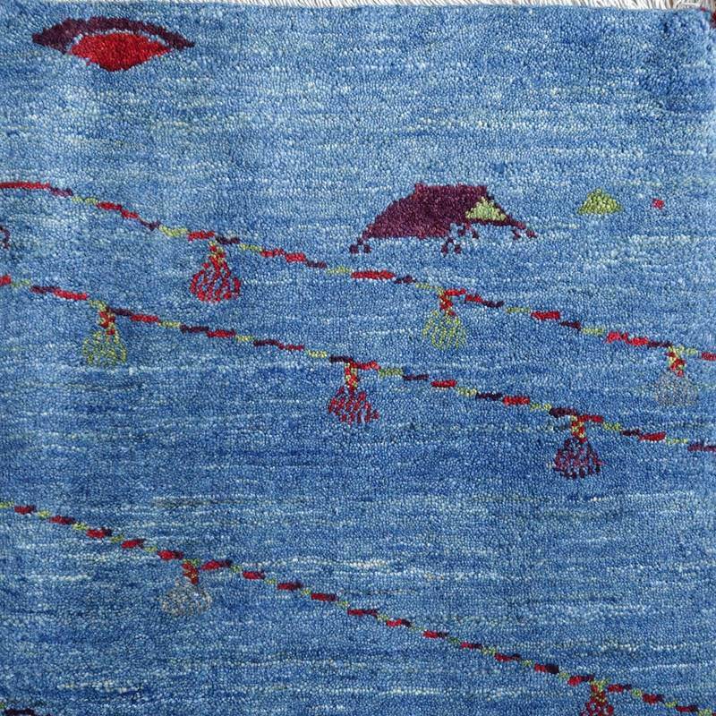 プレミアムギャッベ/ホシナマイ(ルリバフ) 82×57cm(HSS-72481)