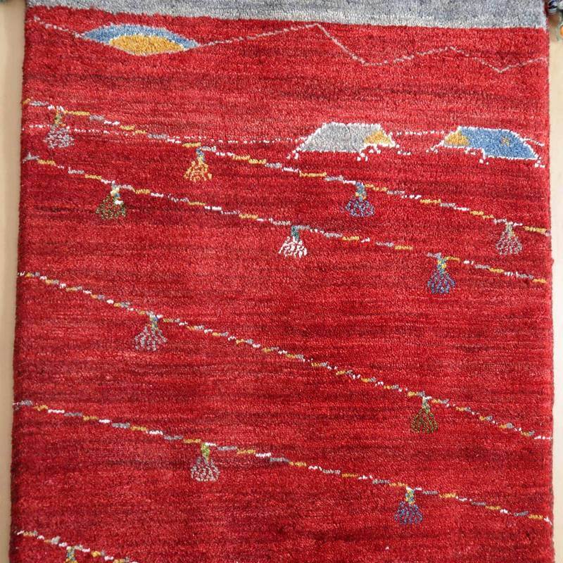 プレミアムギャッベ/ホシナマイ(ルリバフ) 92×63cm(HSS-72489)