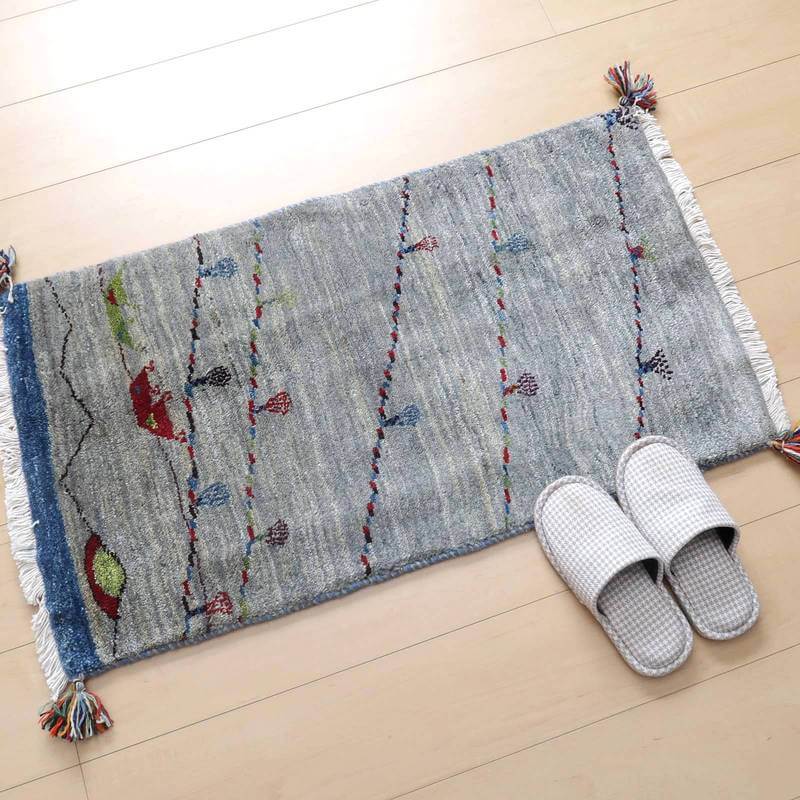 プレミアムギャッベ/ホシナマイ(ルリバフ) 93×53cm(HSS-72514)