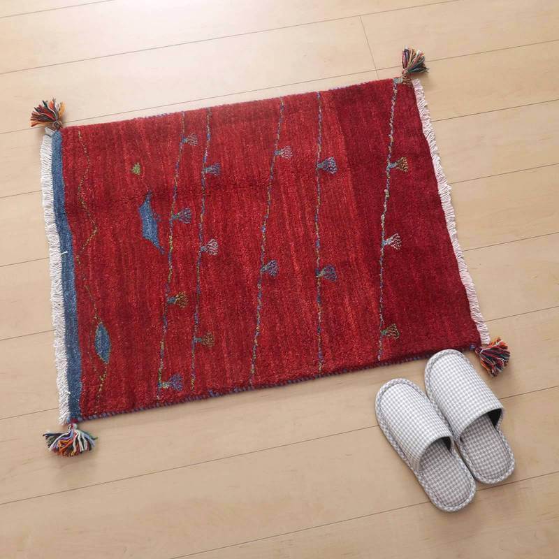 プレミアムギャッベ/ホシナマイ(ルリバフ) 80×62cm(HSS-72549)