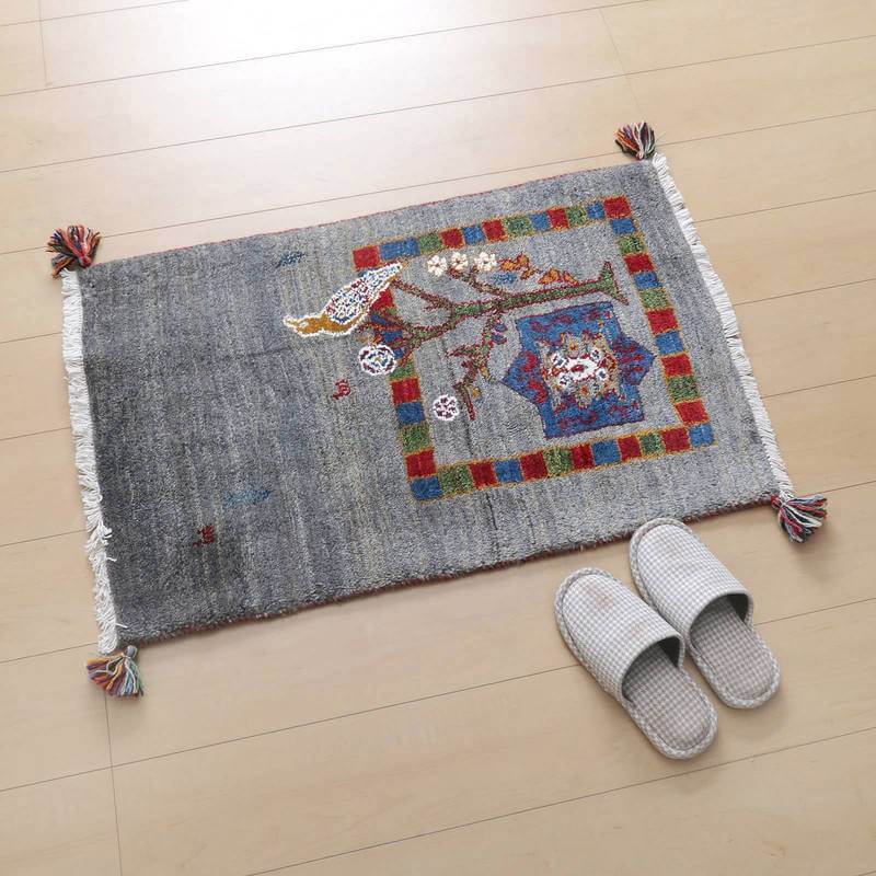 プレミアムギャッベ/ホシナマイ(ルリバフ) 87×57cm(HSS-73099)