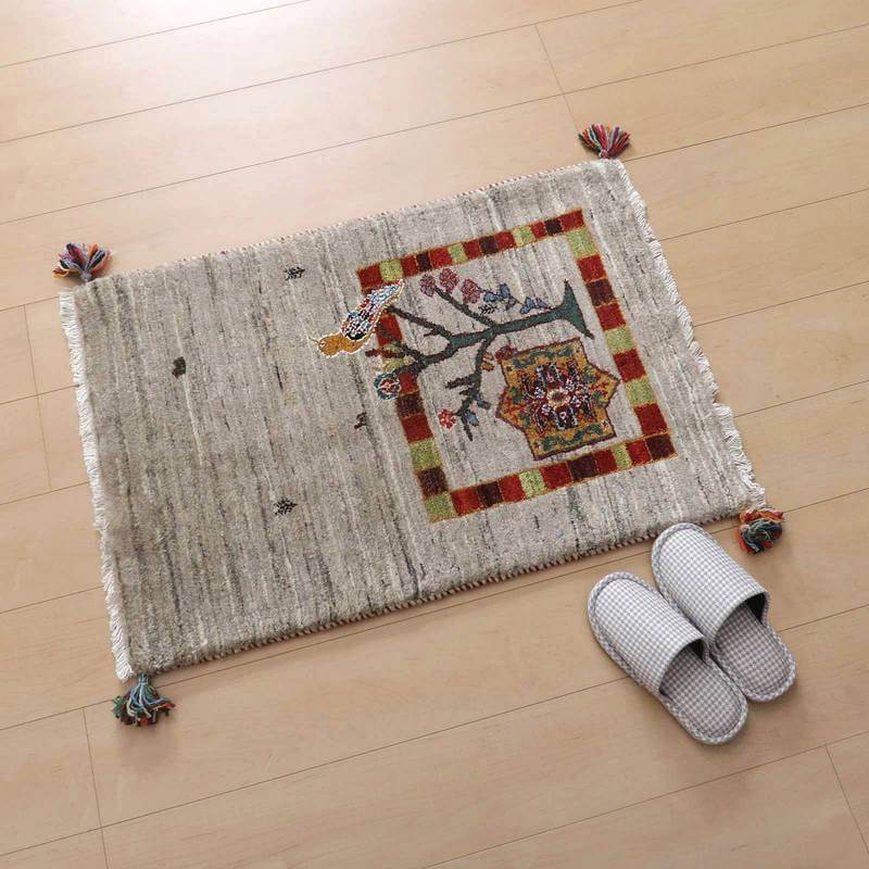 プレミアムギャッベ/ホシナマイ(ルリバフ) 87×60cm(HSS-73149)