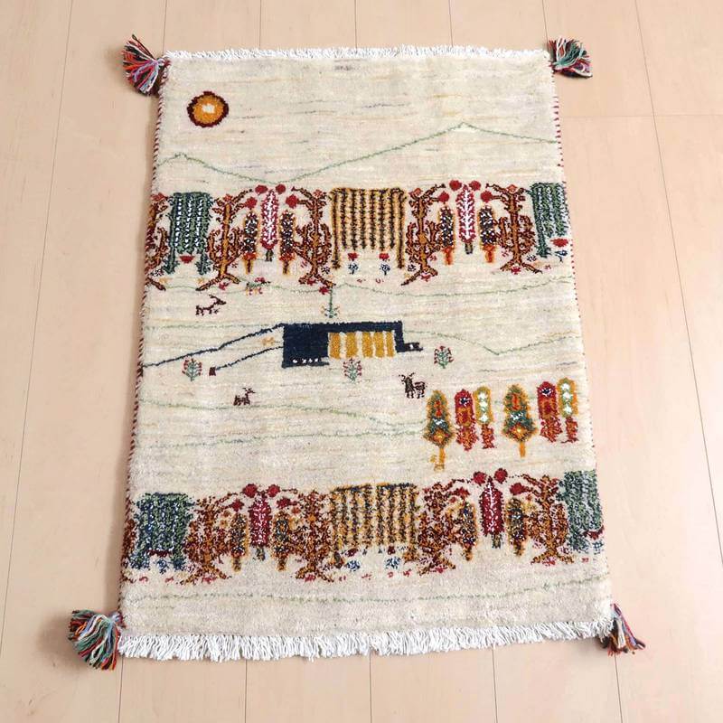 プレミアムギャッベ/ホシナマイ(ルリバフ) 84×61cm(HSS-73231)