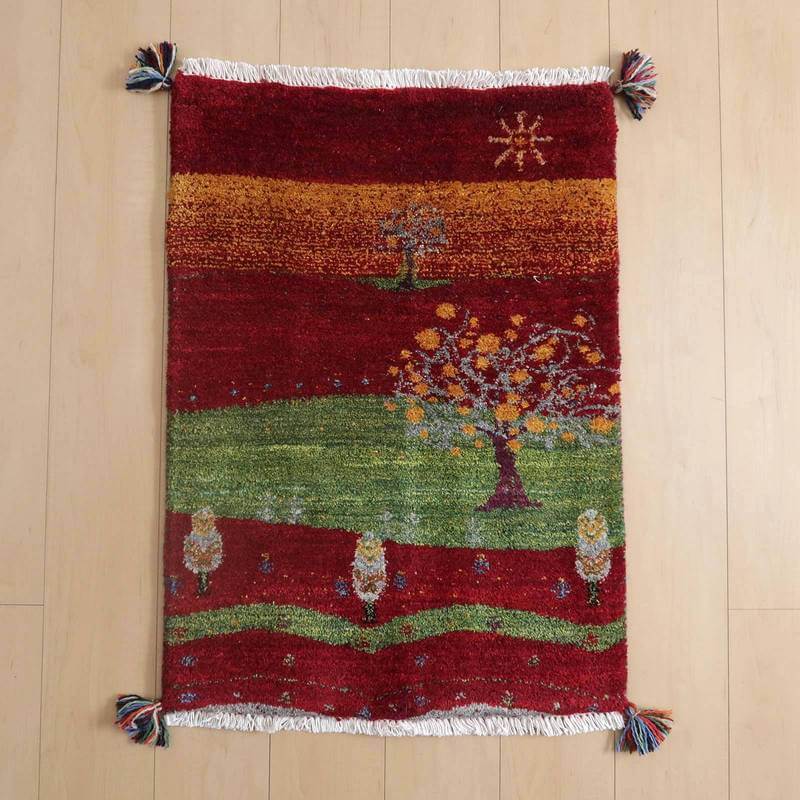 プレミアムギャッベ/ホシナマイ(ルリバフ) 85×61cm(HSS-77679)