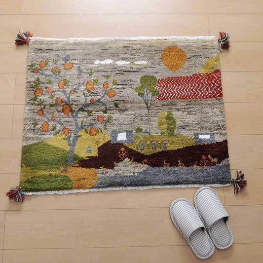 プレミアムギャッベ/ホシナマイ(ルリバフ) 69×89cm(HSS-77730)