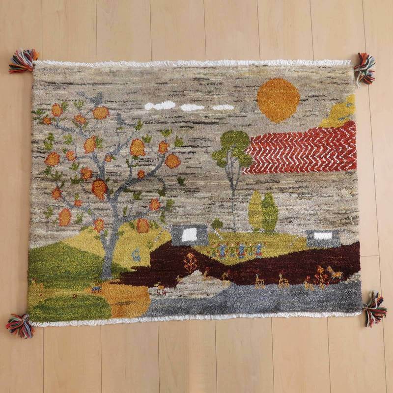 プレミアムギャッベ/ホシナマイ(ルリバフ) 69×89cm(HSS-77730)