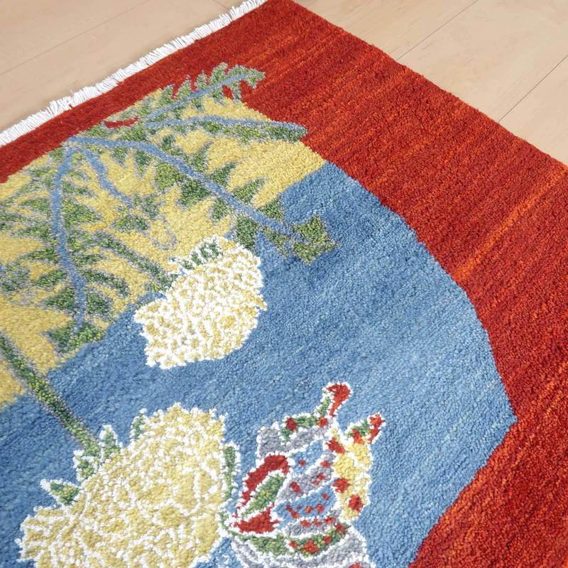 プレミアムギャッベ/ホシナマイ(ルリバフ) 65×89cm(HSS-77732)