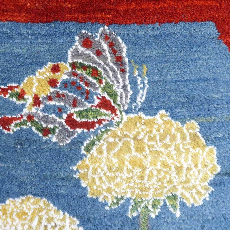 プレミアムギャッベ/ホシナマイ(ルリバフ) 65×89cm(HSS-77732)