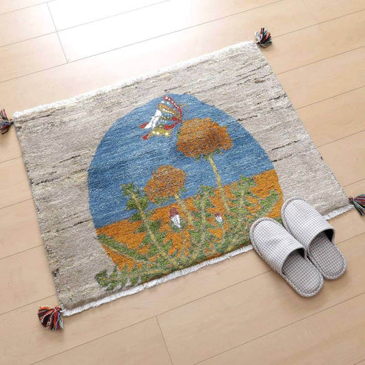 プレミアムギャッベ/ホシナマイ(ルリバフ) 89×66cm(HSS-77737)