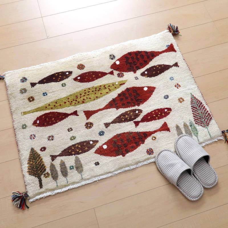 プレミアムギャッベ/ホシナマイ(ルリバフ) 63×92cm(HSS-77740)