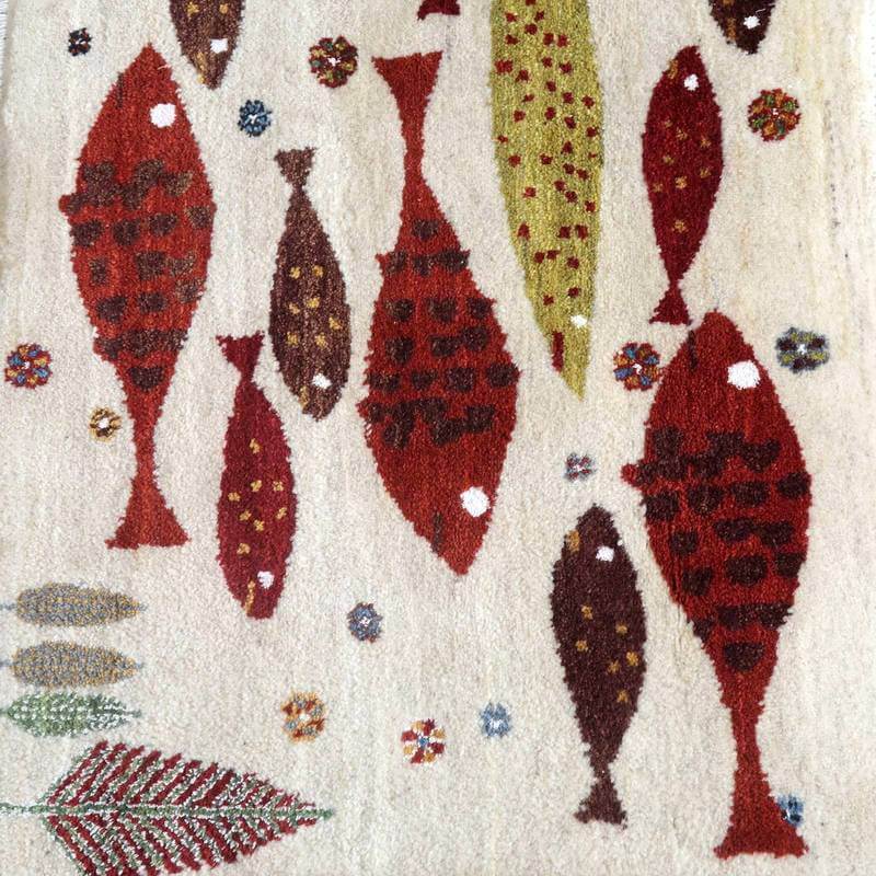 プレミアムギャッベ/ホシナマイ(ルリバフ) 63×92cm(HSS-77740)