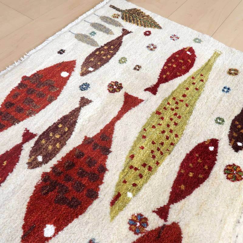 プレミアムギャッベ/ホシナマイ(ルリバフ) 63×92cm(HSS-77740)