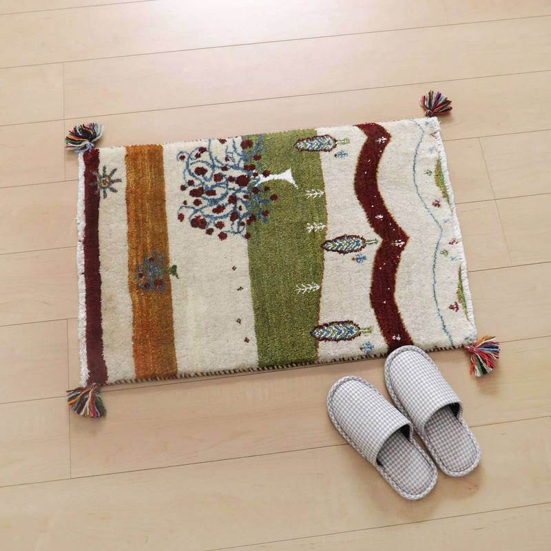 プレミアムギャッベ/ホシナマイ(ルリバフ) 76×52cm(HSS-77754)