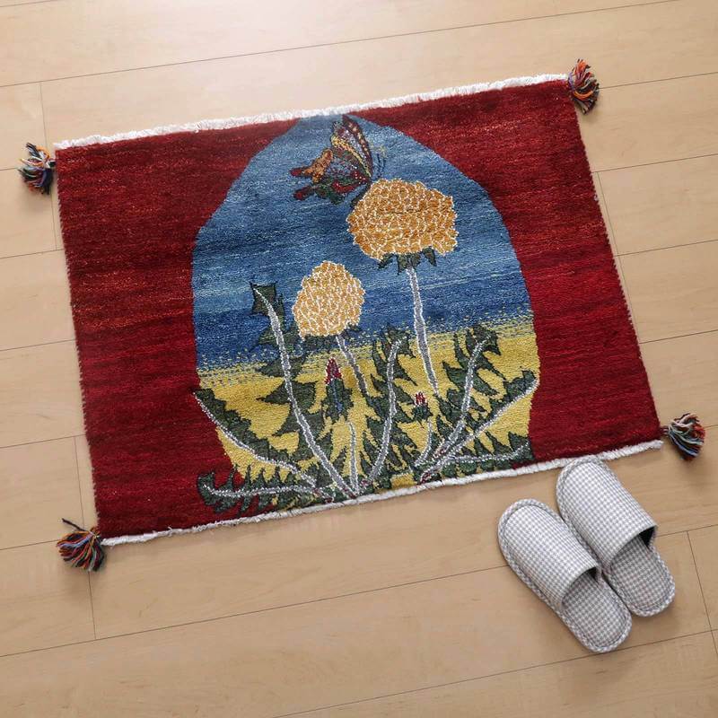 プレミアムギャッベ/ホシナマイ(ルリバフ) 64×88cm(HSS-777691)