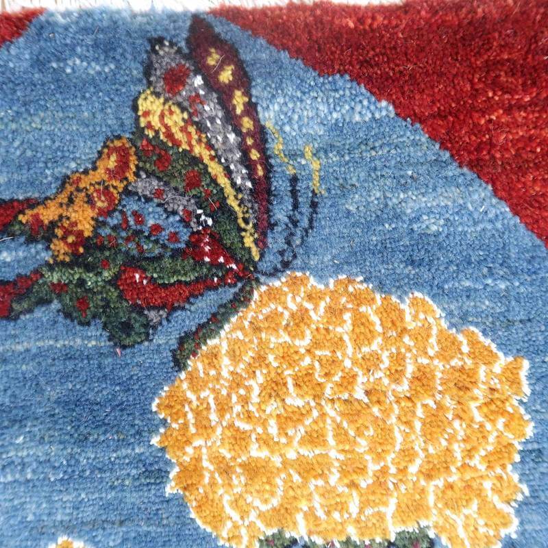 プレミアムギャッベ/ホシナマイ(ルリバフ) 64×88cm(HSS-777691)