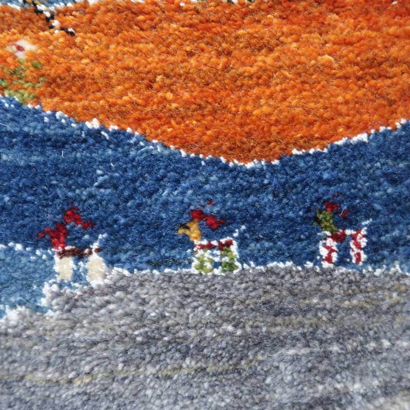 プレミアムギャッベ/ホシナマイ(ルリバフ) 63×92cm(HSS-77772)