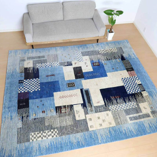 プレミアムギャッベ/ホシナマイ(ルリバフ) 303×246cm(HX-10863)