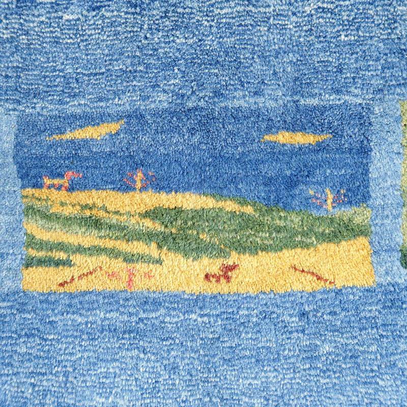 プレミアムギャッベ/ホシナマイ(ルリバフ) 315×193cm(HX-14338)
