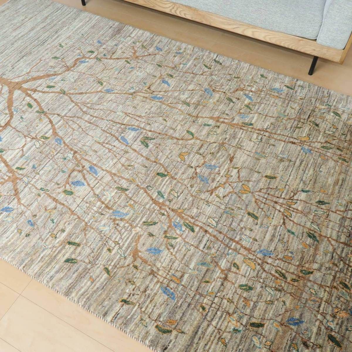 プレミアムギャッベ/ホシナマイ(ルリバフ) 274×160cm(HX-19617)